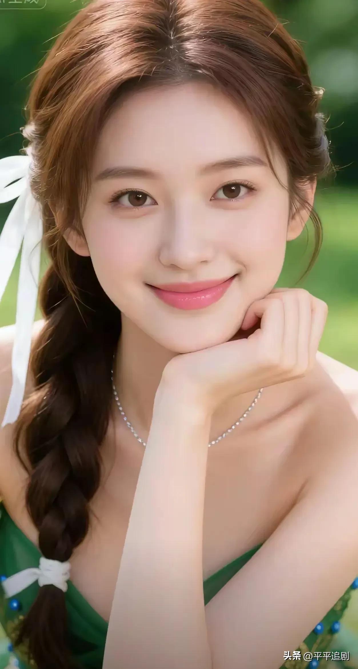 什么样的女人,最有魅力?
绿意漫过肩头，笑意甜进眼底，麻花辫系着白丝带，把春日的