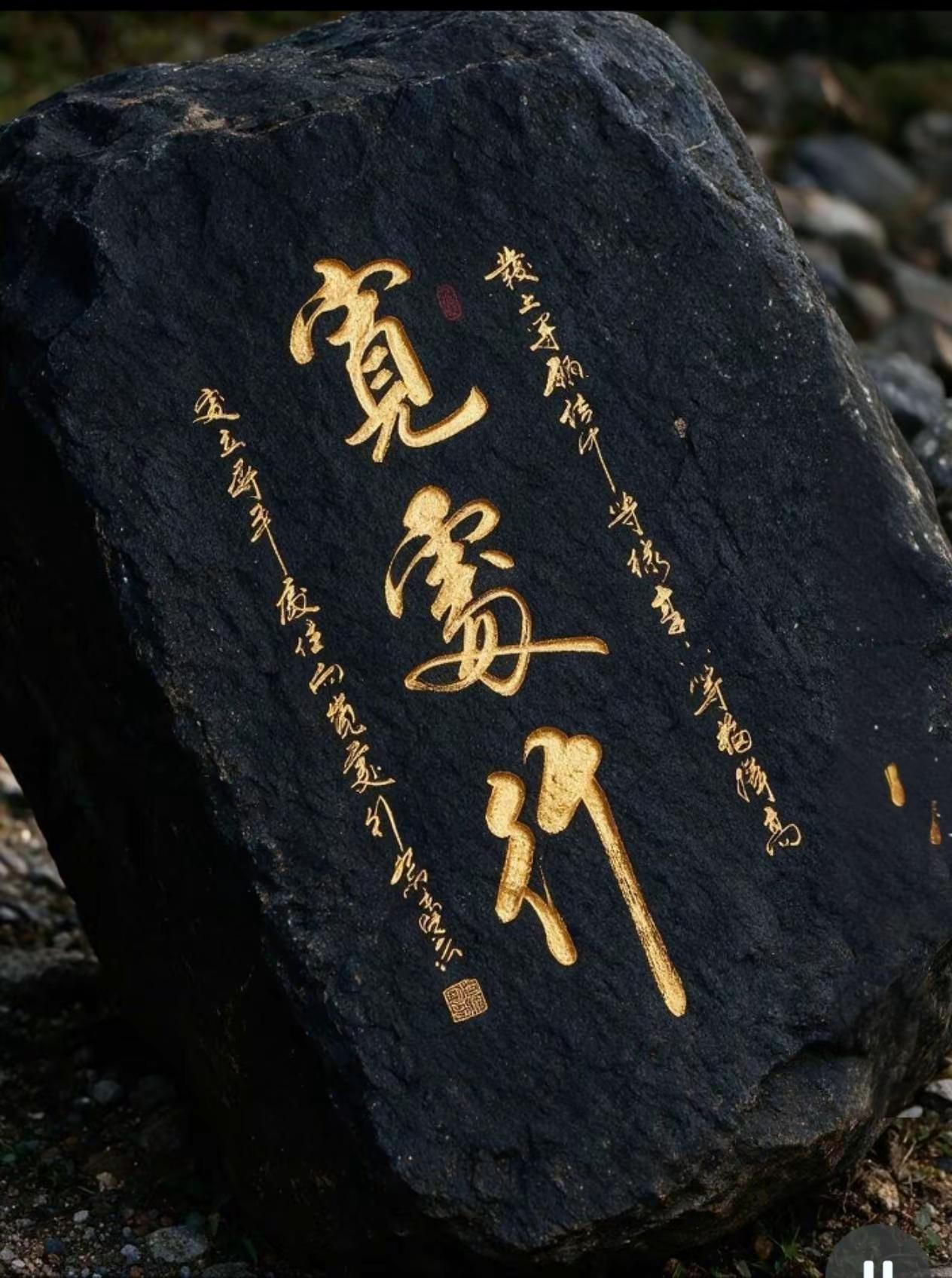 维安原创书法作品。石头上的书法艺术