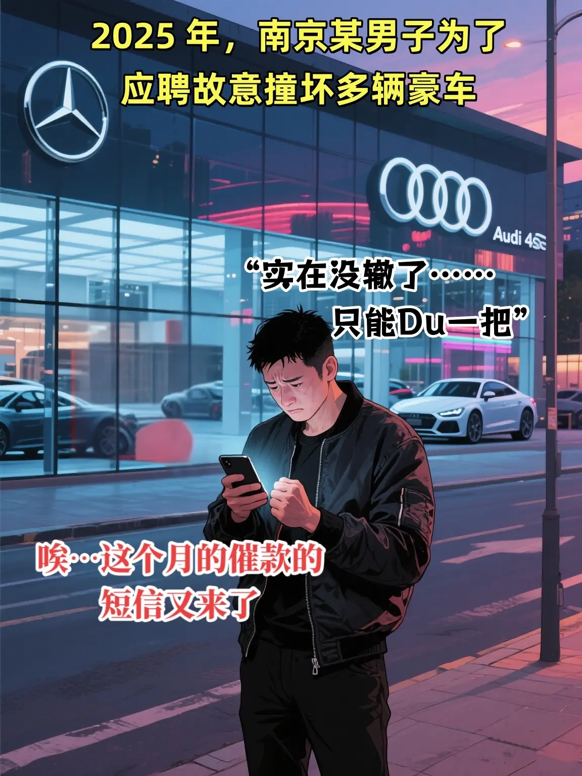 “男子为了应聘4S店员工故意撞坏豪车”