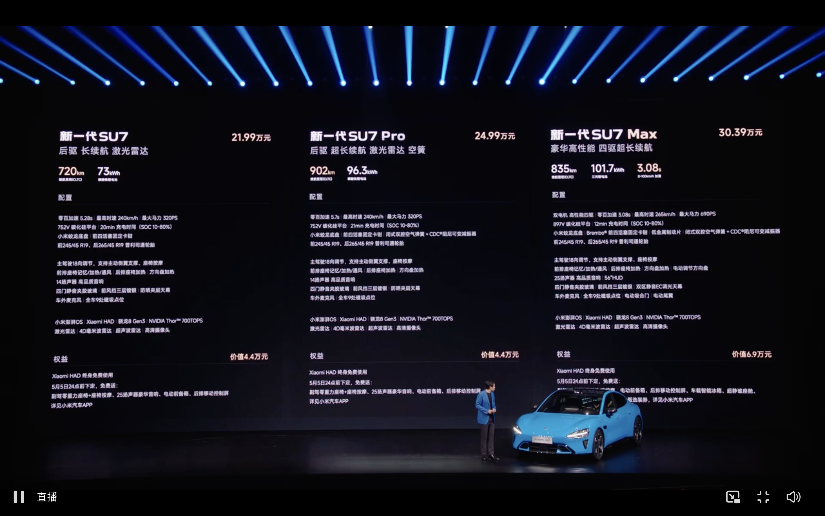 小米发布会 新一代SU7价格公布：21.99-30.39万元；这个价格，大家觉得