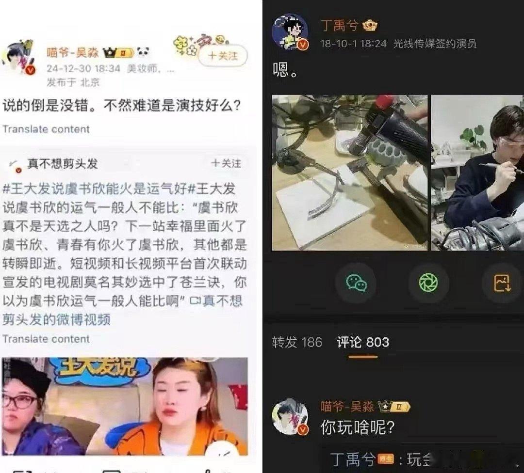 丁禹兮的朋友这是内涵虞书欣没演技？ 