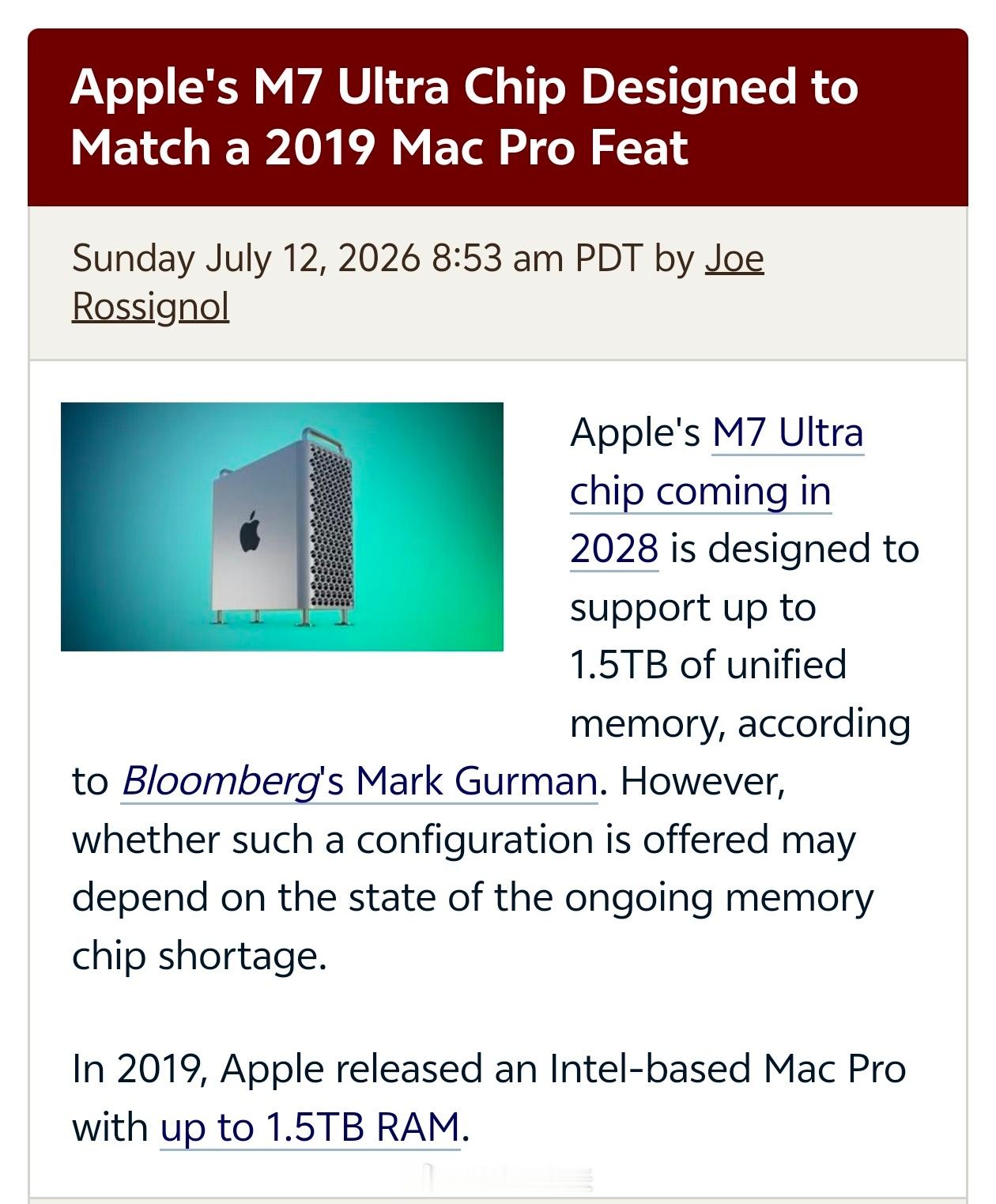 Apple 下一代M6 系列仅为过渡产品，大幅升级的是 M7 系列处理器-M7 