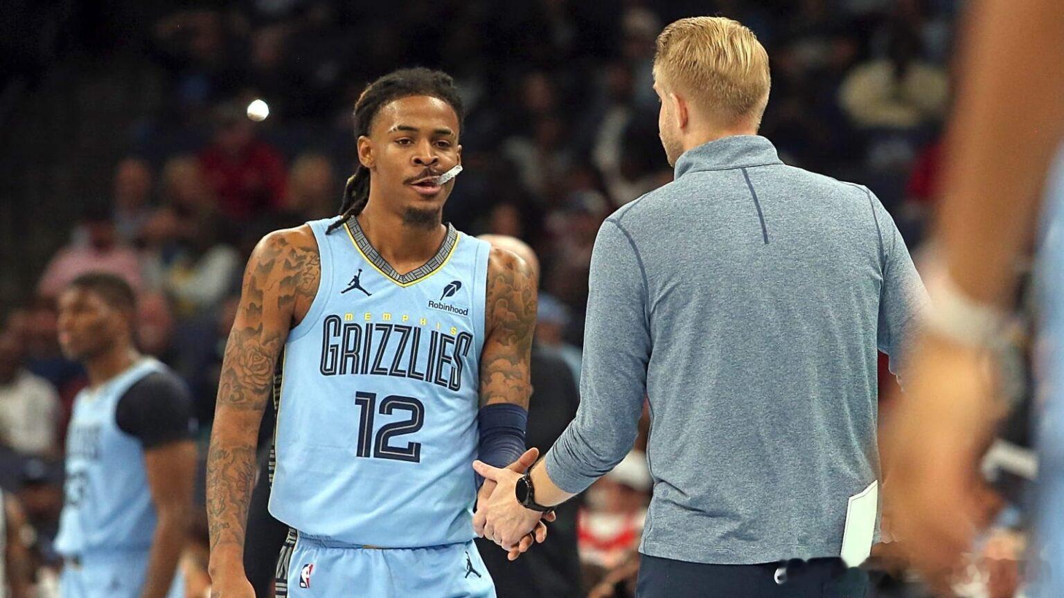 莫兰特此前被告知，他将不会参加赛季最后一场主场比赛的球衣赠送活动。莫兰特对自己的