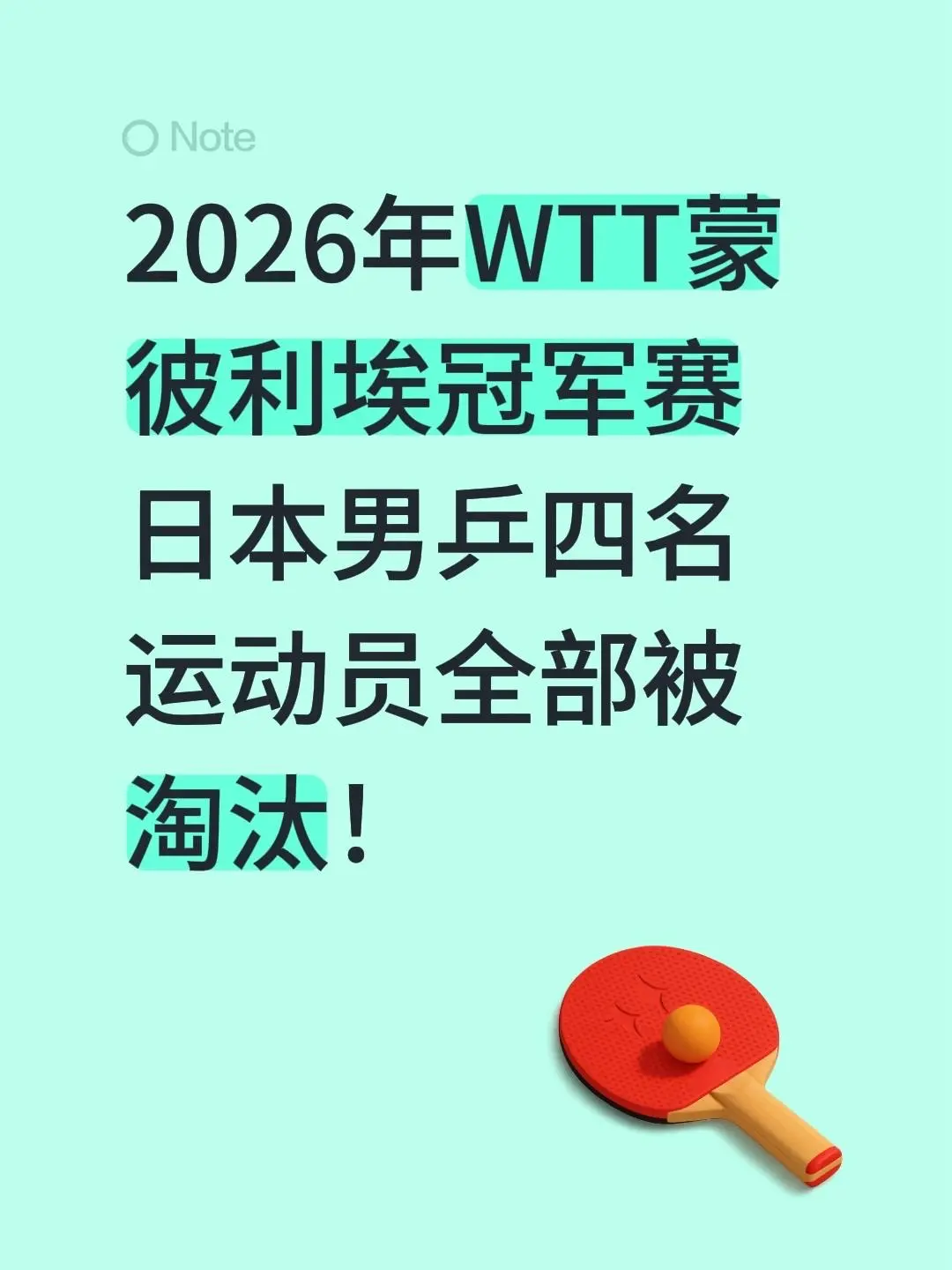 2026年WTT蒙彼利埃冠军赛日本男乒四名运动员全部被淘汰！