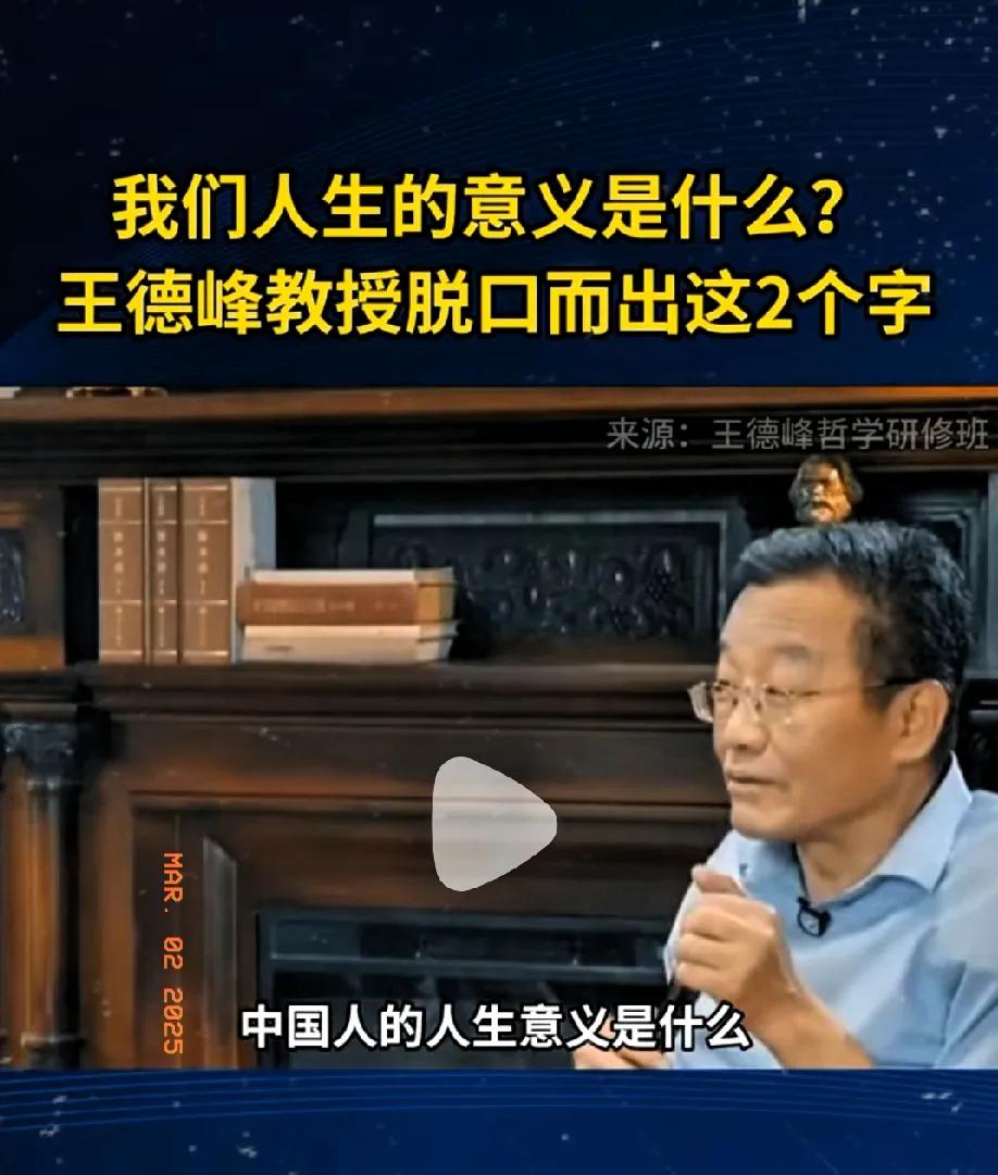 有人问王德峰教授，人生的意义是什么？王德峰教授脱口而出“两个字”，让人顿觉醍醐灌