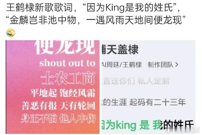 王鹤棣新歌歌词被说太中二了可是我觉得还好啦，当明星有点自己的风格挺好的 