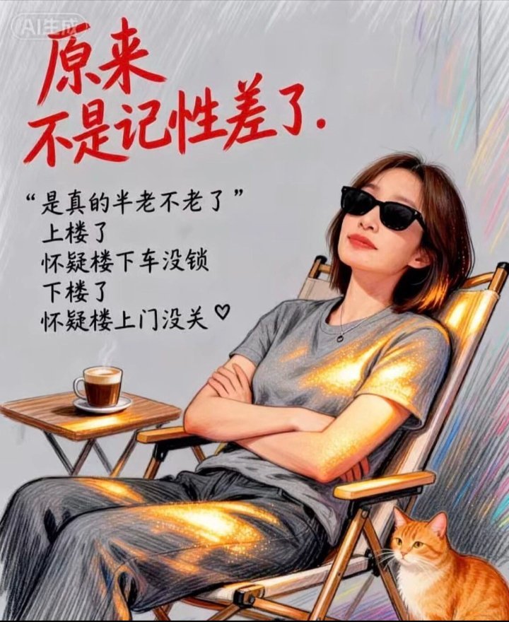 半老不老的年纪，上楼了怀疑车没锁，下楼了怀疑没门关。开车跑出十几里，想起没带手机