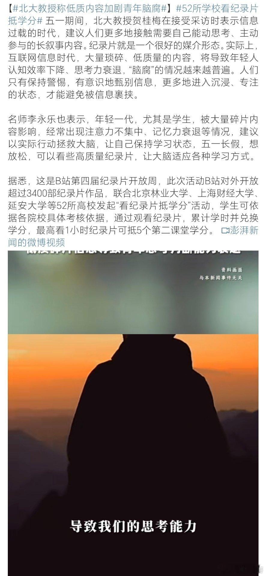 北大教授称低质内容加剧青年脑腐互联网时代的信息过载正在催生一种新型认知危机——海