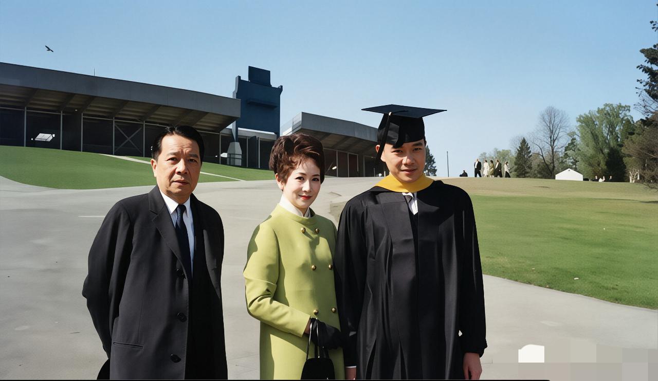 1968年，宋子安与妻儿在美国的留影，次年辞世，妻子改嫁埃及富翁