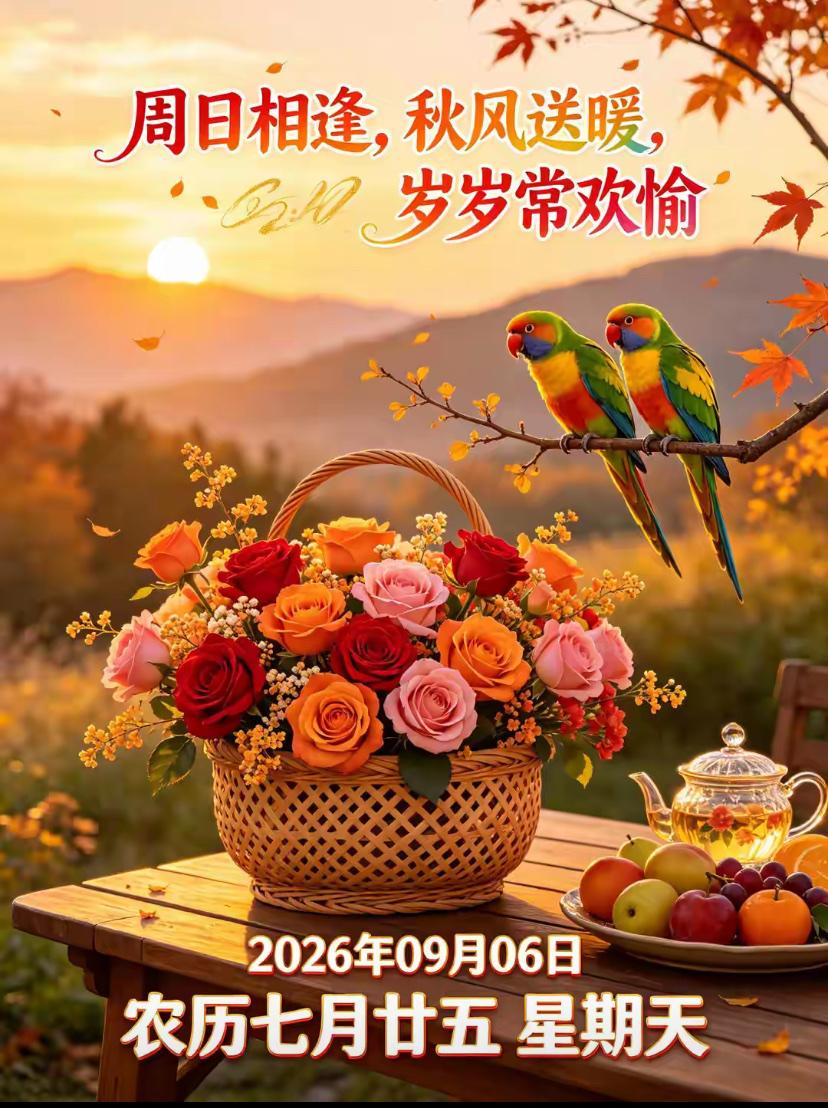 [福]2026./9月6日，周日早安，风清日暖，闲日阖家万事欢[福]

🍁🌅