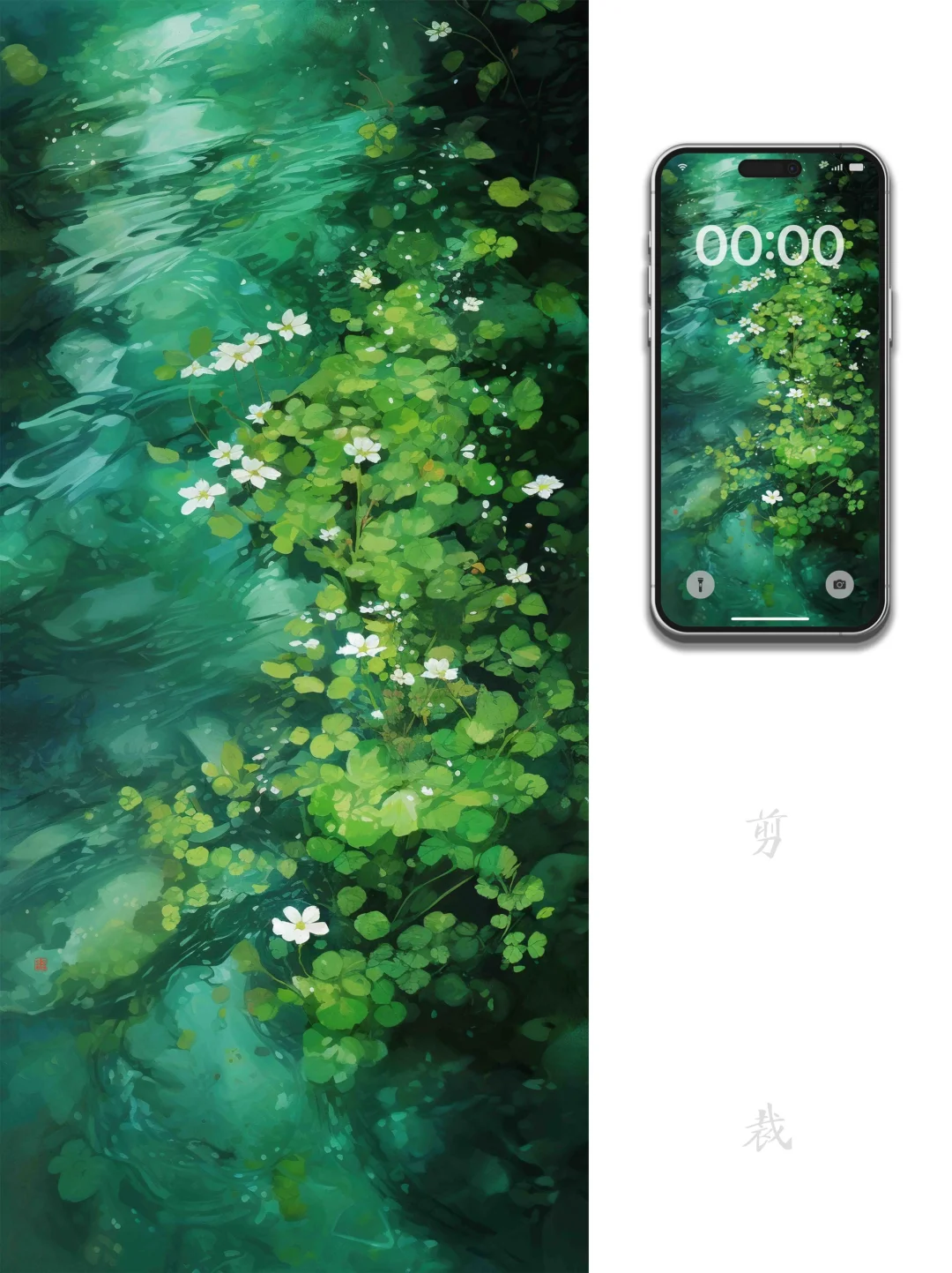 6寸屏壁纸｜闲泛晴波唼绿萍  却冲微雨傍烟汀