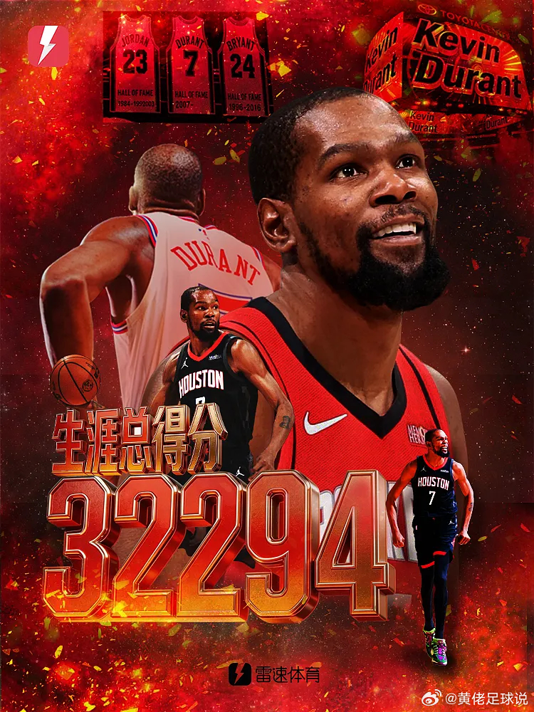  今日NBA常规赛，火箭对阵热火。比赛第四节，杜兰特三分命中！自此杜兰特的生涯总