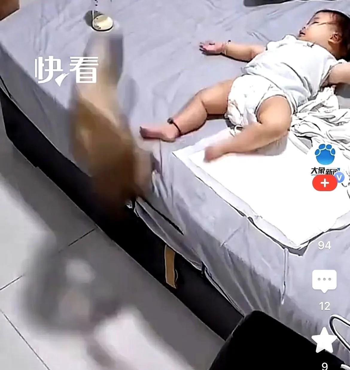 山东一户人家的监控，这两天在网上传疯了。画面里，小宝宝安安静静躺在床上，乖得跟个