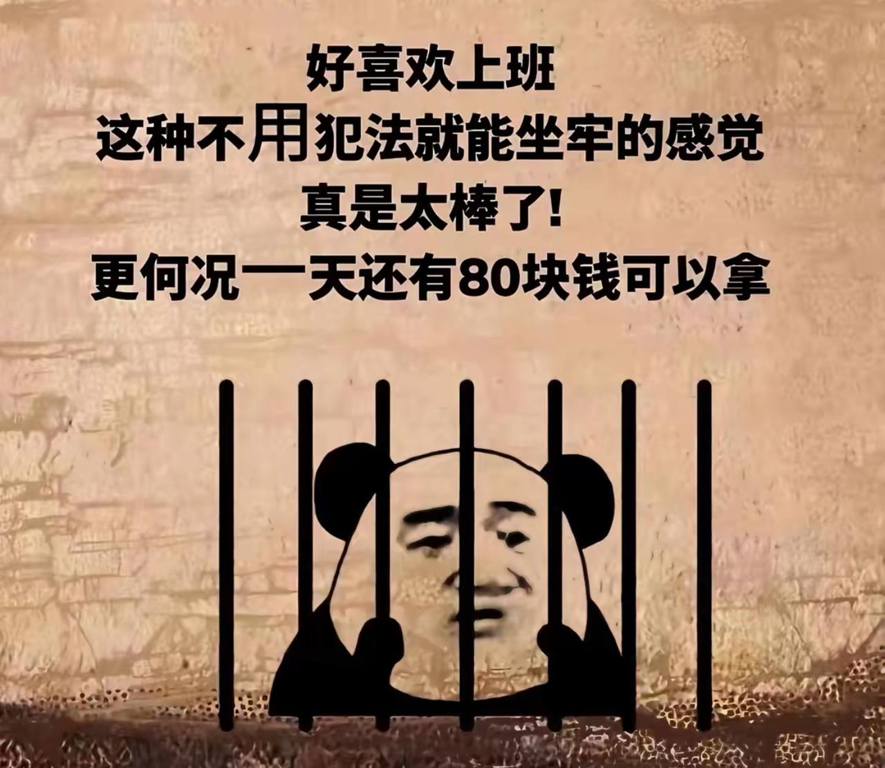 打工人主打一个乐观摆烂，直言超爱上班。不用触犯法律，就能体验全天蹲牢笼的沉浸式坐