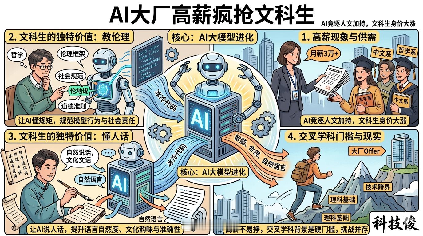 AI大厂月薪3万疯抢文科生这是理科生不吃香了嘛，怎么搞AI还需要文科生，现在各大