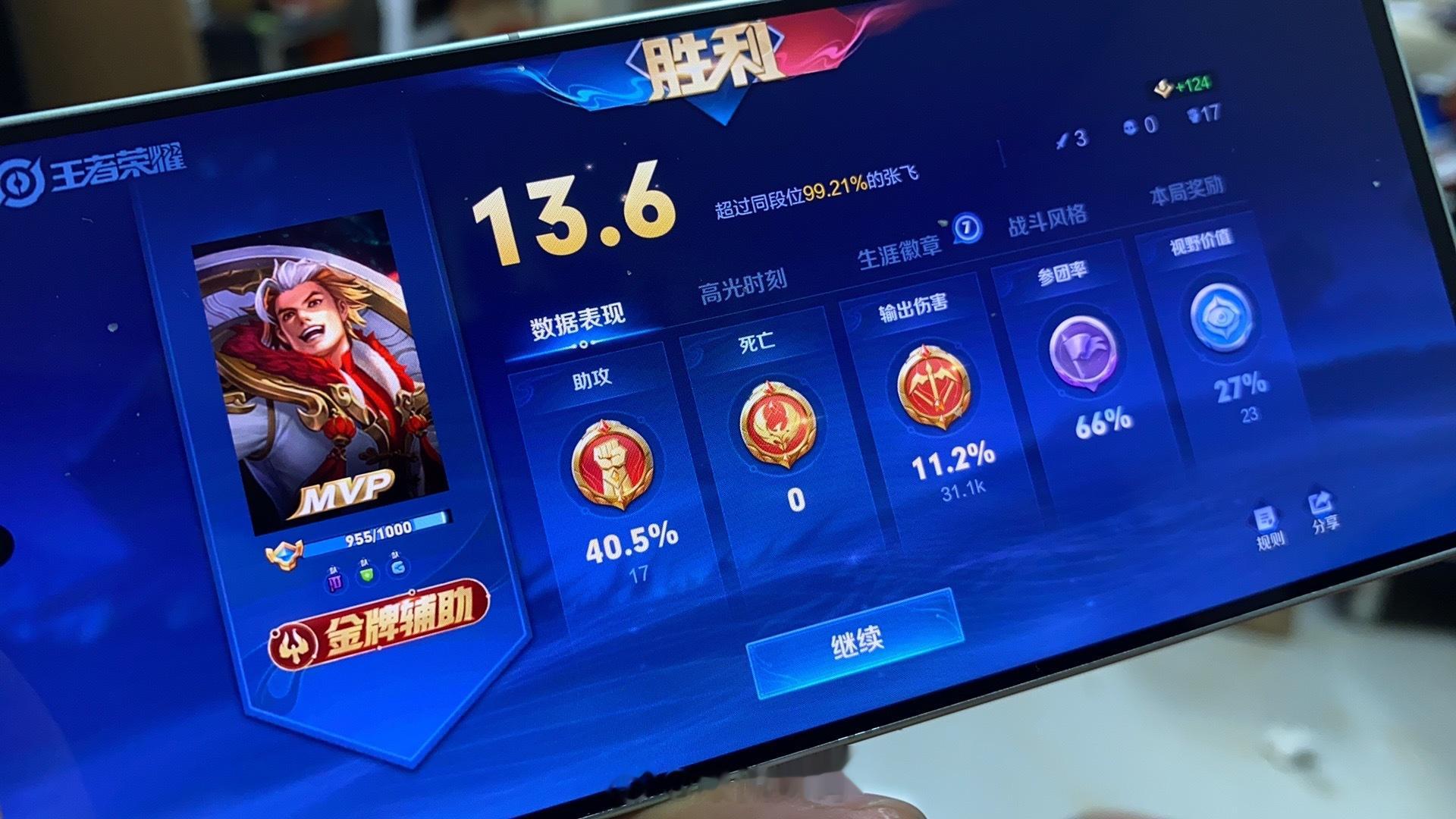 赛季第一把，张飞辅助，MVP！#王者荣耀新赛季# ​​​