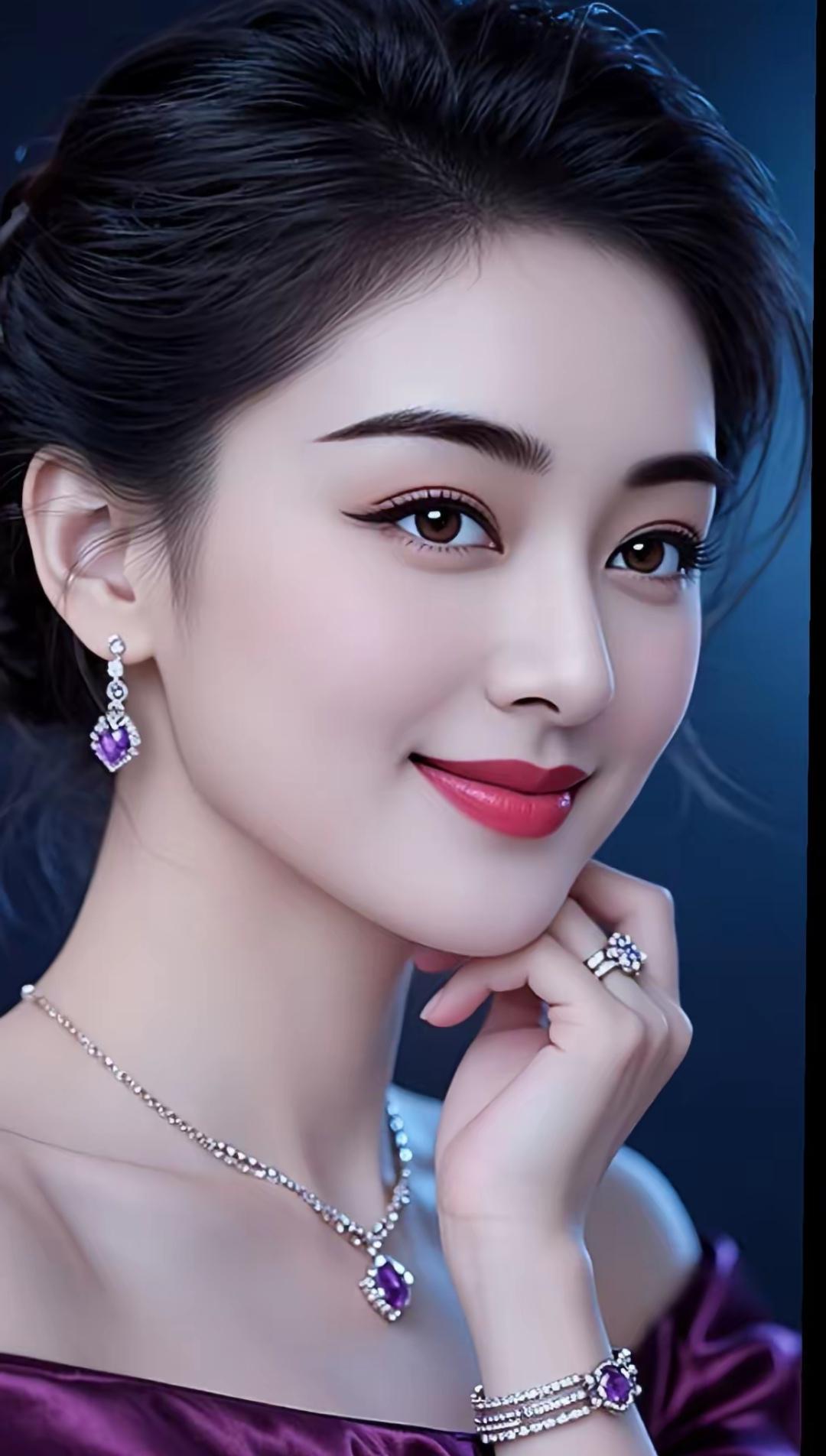 优雅紫钻项链，闪耀你的每一个瞬间！高雅气质美女 美女人像群