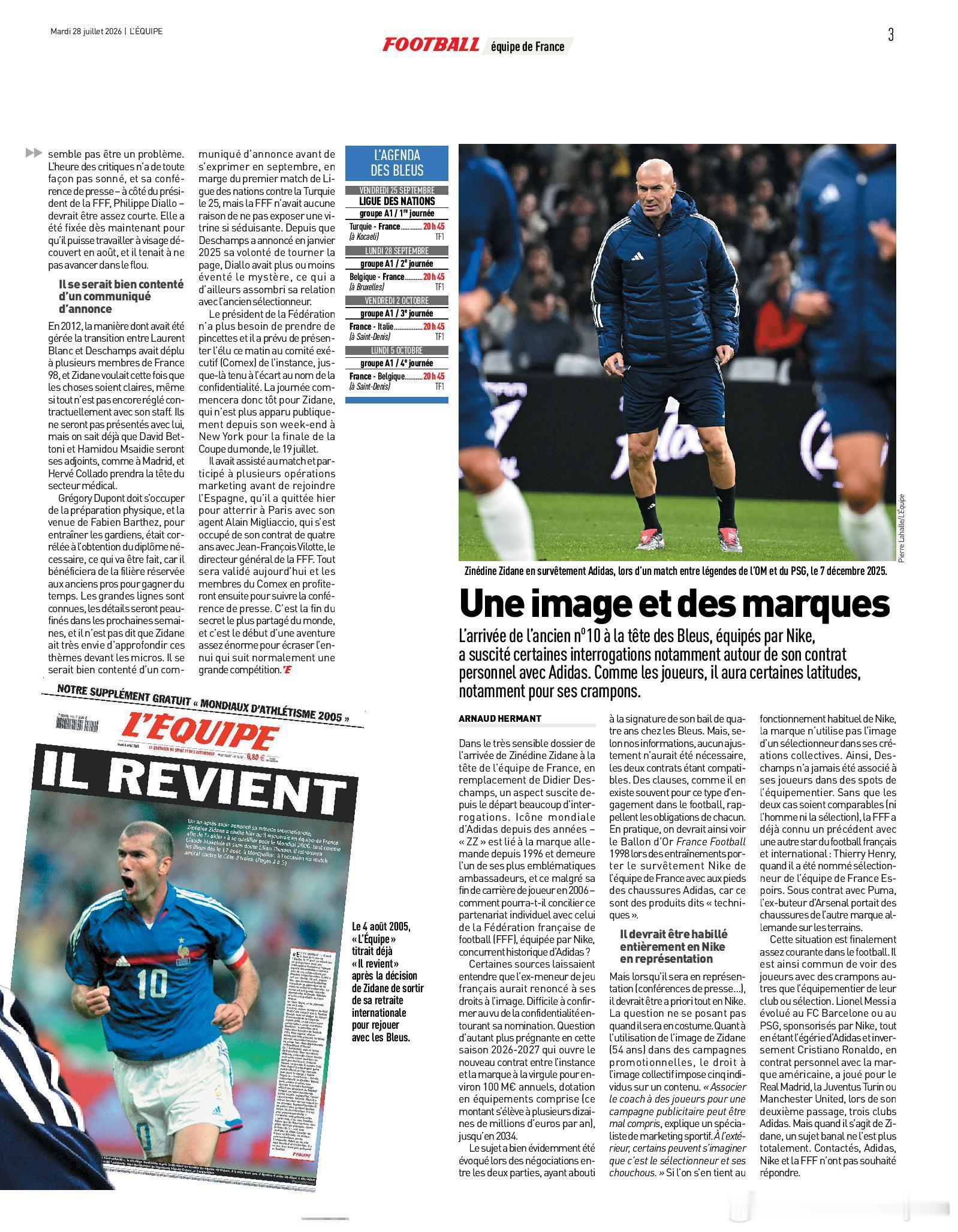 🇫🇷今日队报：《IL REVIENT 他回来了》🔵距离他身披蓝衣、以中场核