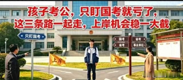 孩子考公，只盯国考就亏了，这三条路一起走，上岸机会稳一大截