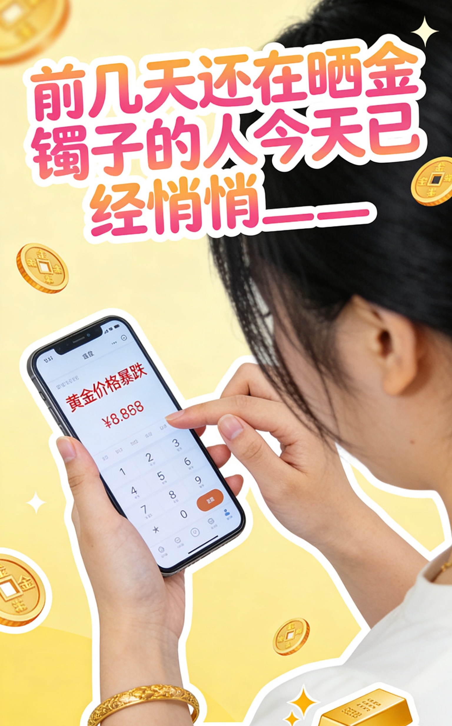 前几天还在晒金镯子的人今天已经悄悄____黄金暴跌