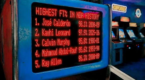 #伦纳德恐怖罚球命中率# 伦纳德目前本赛季罚球命中率97.9%，在NBA历史上单