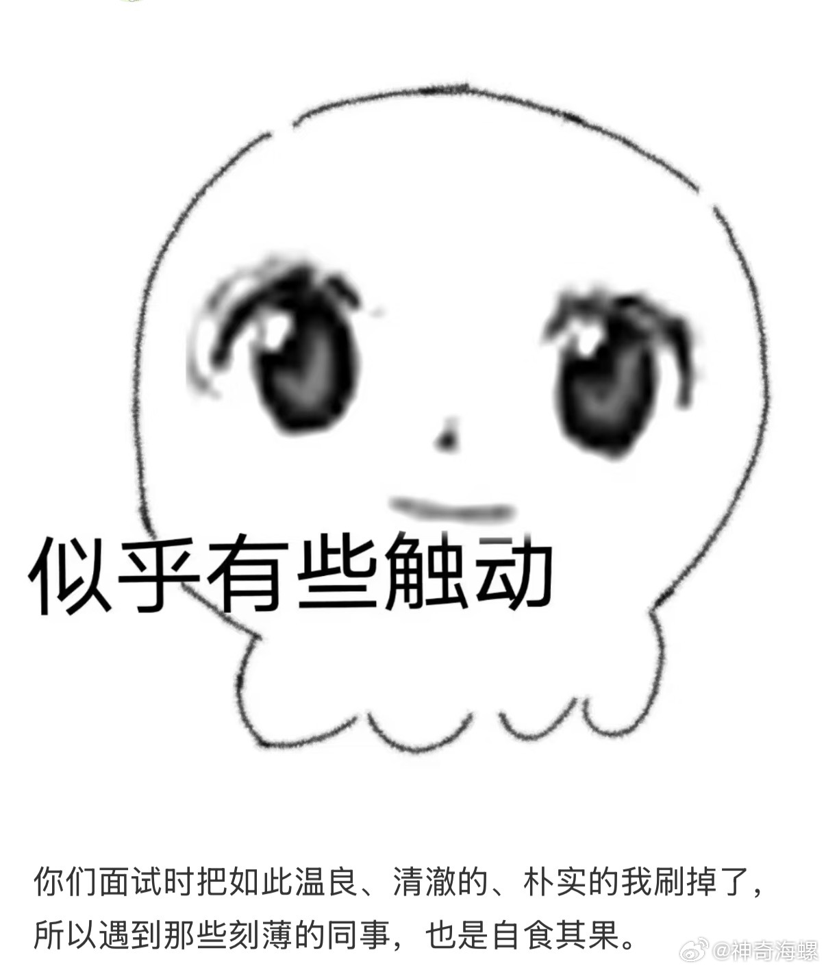 你们面试时把如此温良、清澈的、朴实的我刷掉了，所以遇到那些刻薄的同事，也是自食其
