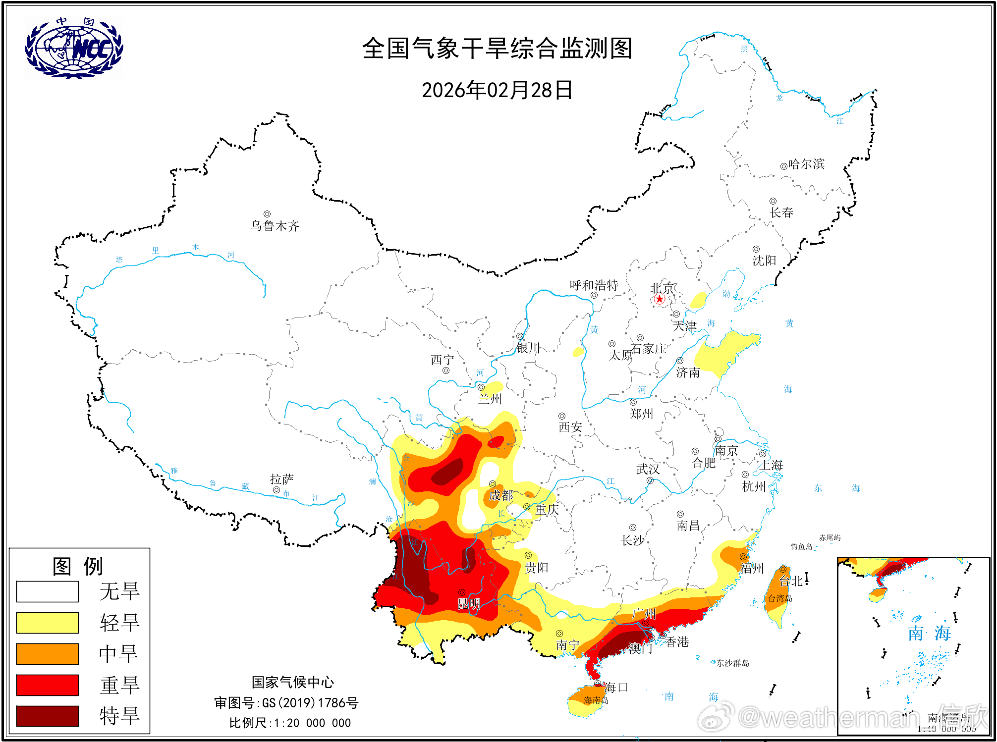 【干旱】近期江西福建广东的降雨增多，江西南部、福建的气象干旱基本解除。广东的气象