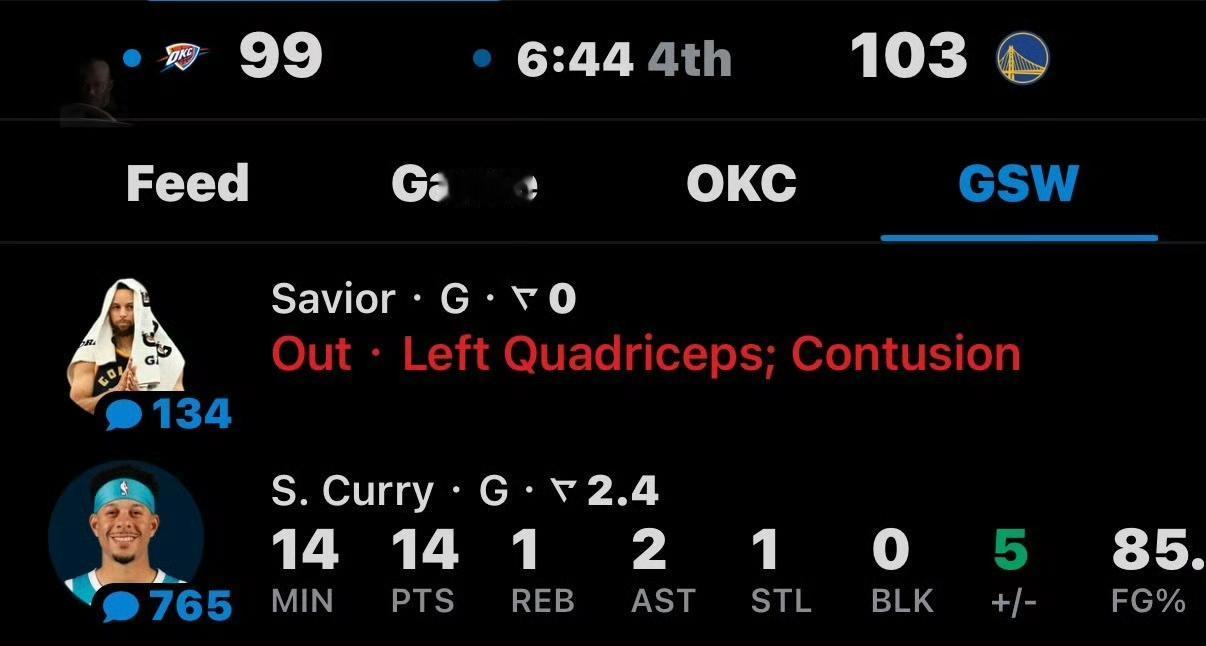 哈哈，佩顿3分，勇士98-97反超雷霆。追梦再来一个3分，勇士103-99反超雷