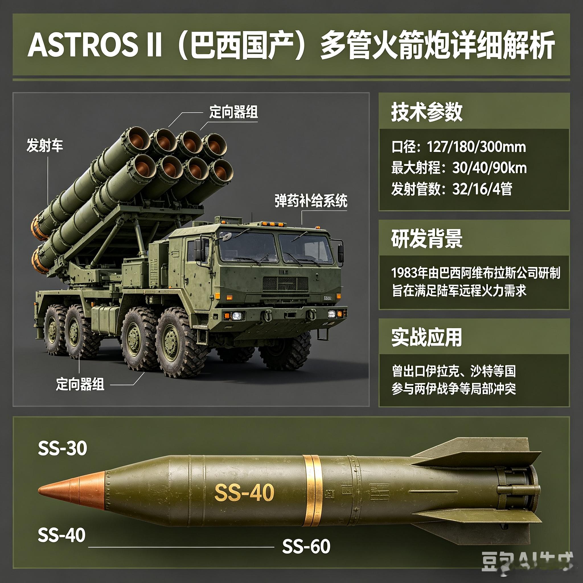 军事ai新视野ai热力追踪 巴西自研模块化多管火箭炮：ASTROS II（阿斯特