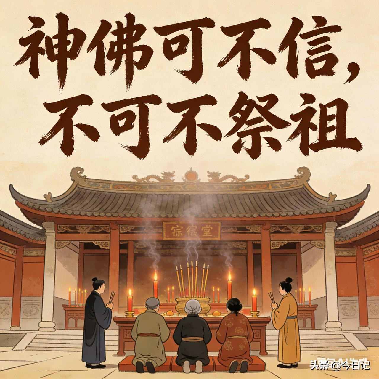 1. 神佛可不信，不可不祭祖。
2. 祖先是根，我辈是果，根断则果落。
3. 祭