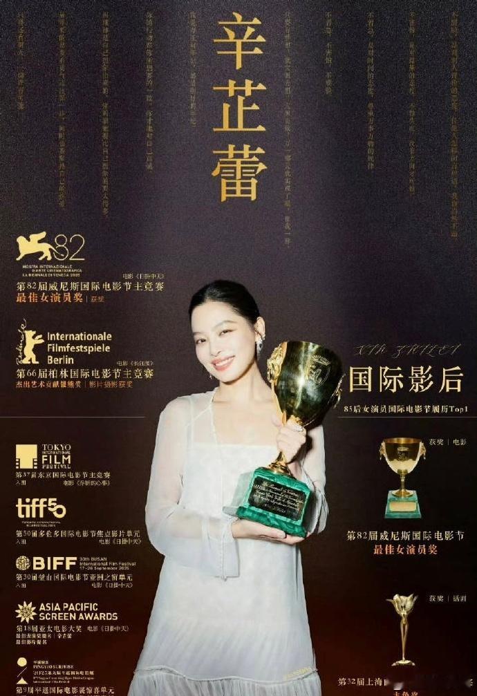 辛芷蕾上影节主竞赛评委 从荧幕上拿奖的实力派演员，走到上影节金爵奖评审席，辛芷蕾