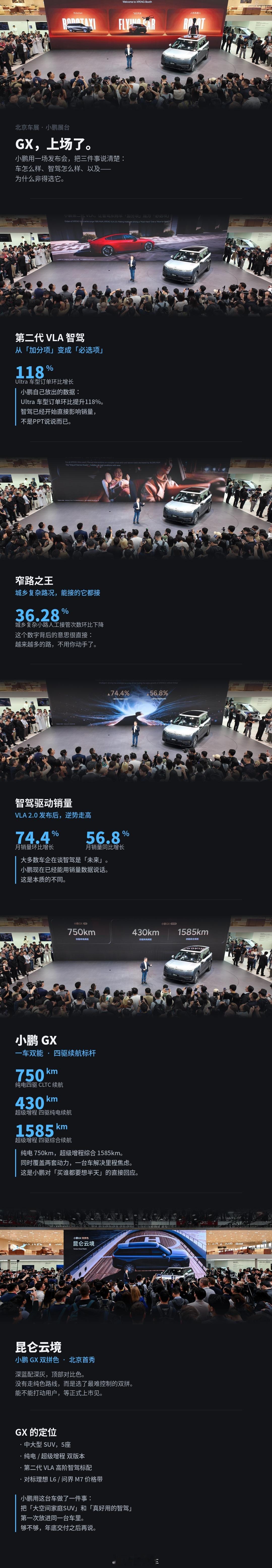 小鹏物理AI全品类登陆北京车展小鹏GX首发昆仑云境高定双拼色北京车展上，小鹏集团