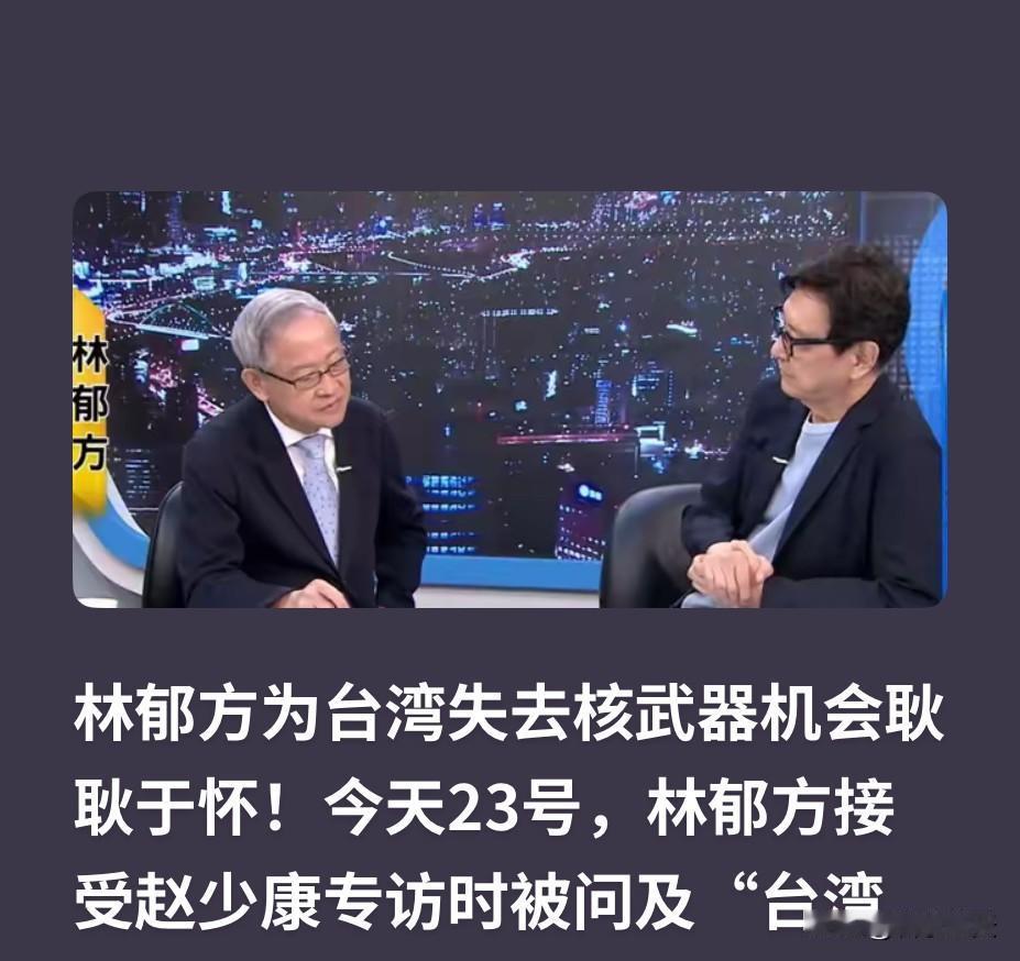 岛内著名学者林陏方在节目中和媒体人赵少康谈到了台湾目前的军事实力现状，他说自己对