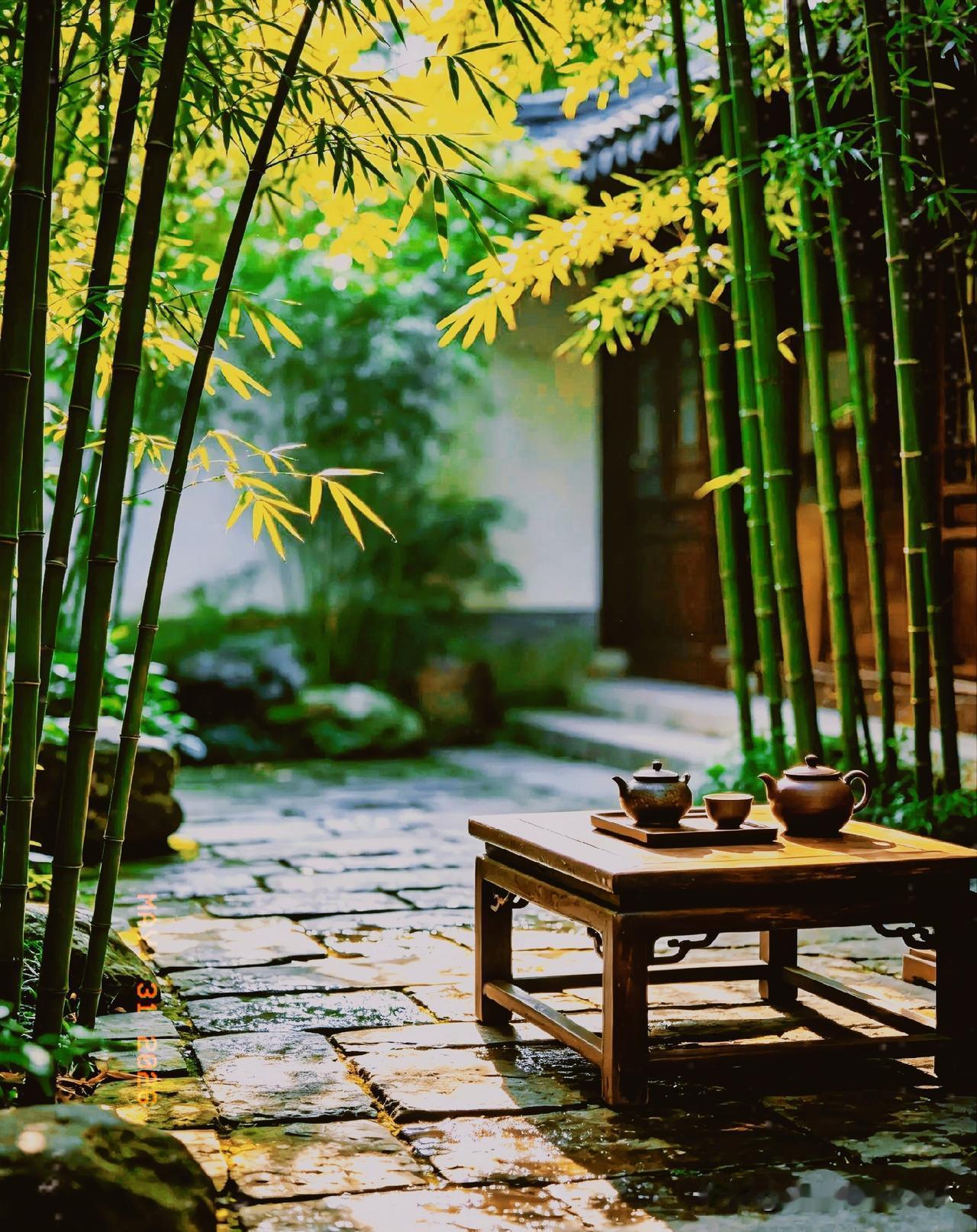 下联：雨打修竹苔润石
上联：有请雅士[玫瑰][玫瑰][玫瑰]