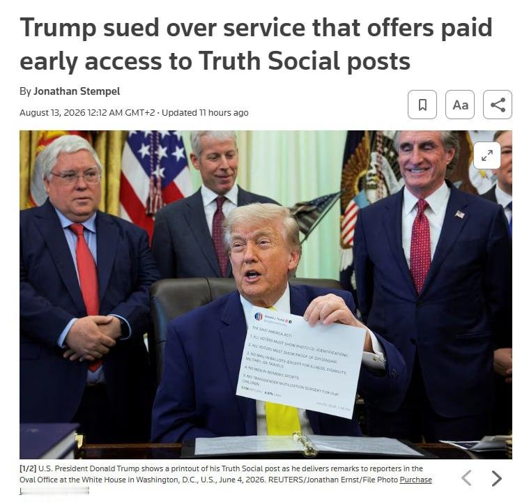 路透社报道称，新闻网站“The Intercept”和“新闻自由基金会”起诉了特
