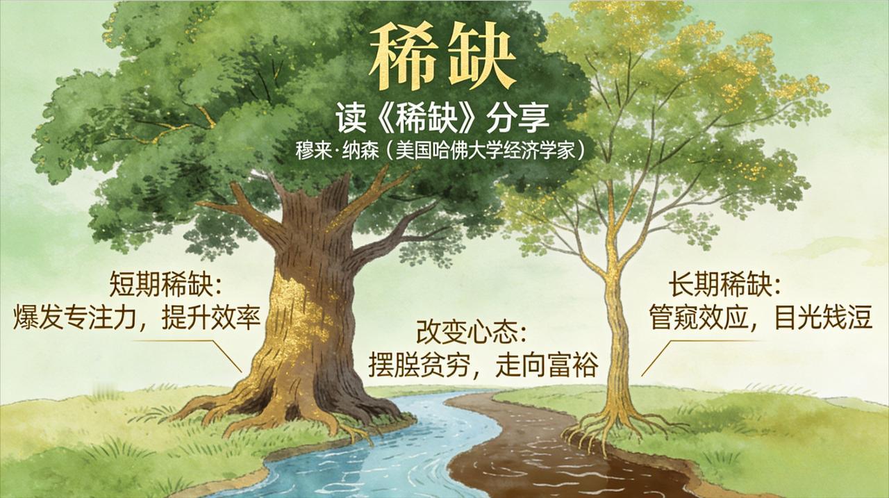 读《稀缺》分享：
作者穆来·纳森，美国哈佛大学的经济学家。
长期的穷困会让人进入