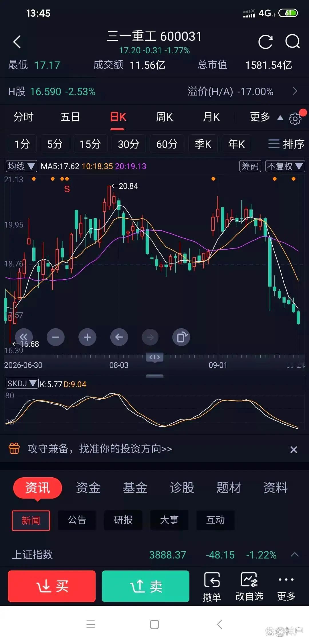 三一重工最近一直在跌，是有什么大雷吗？
 
盘中一度逼近跌停，本以为只是一次性情