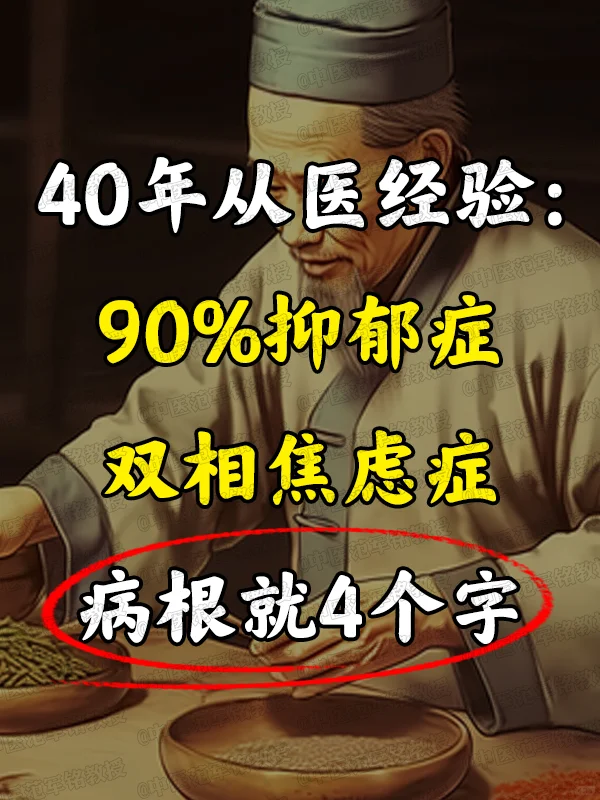 40年从医经验：90%抑郁症、双相焦虑症，病根就4个字 很多粉丝后台问...