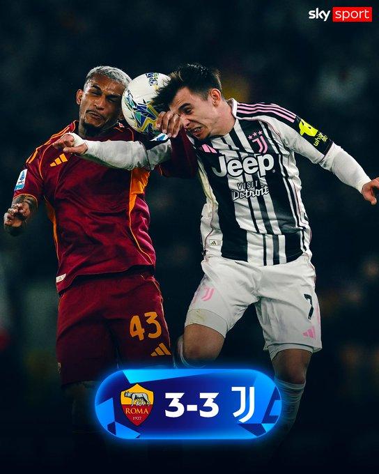 【罗马3比3尤文图斯 】
站在米兰角度，平局应该对米兰挺利好的。

简单说几句这