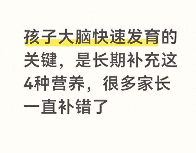 孩子大脑快速发育的关键，是长期补充这4种营养，很多家长一直补