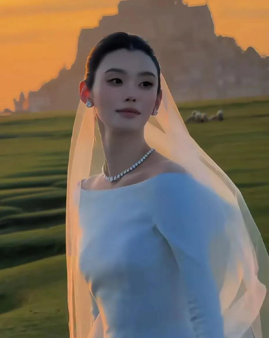 奚梦瑶婚礼上佩戴的钻石项链，钻石耳环，钻石头饰，应该是借用梁安琪的， 不是自己私