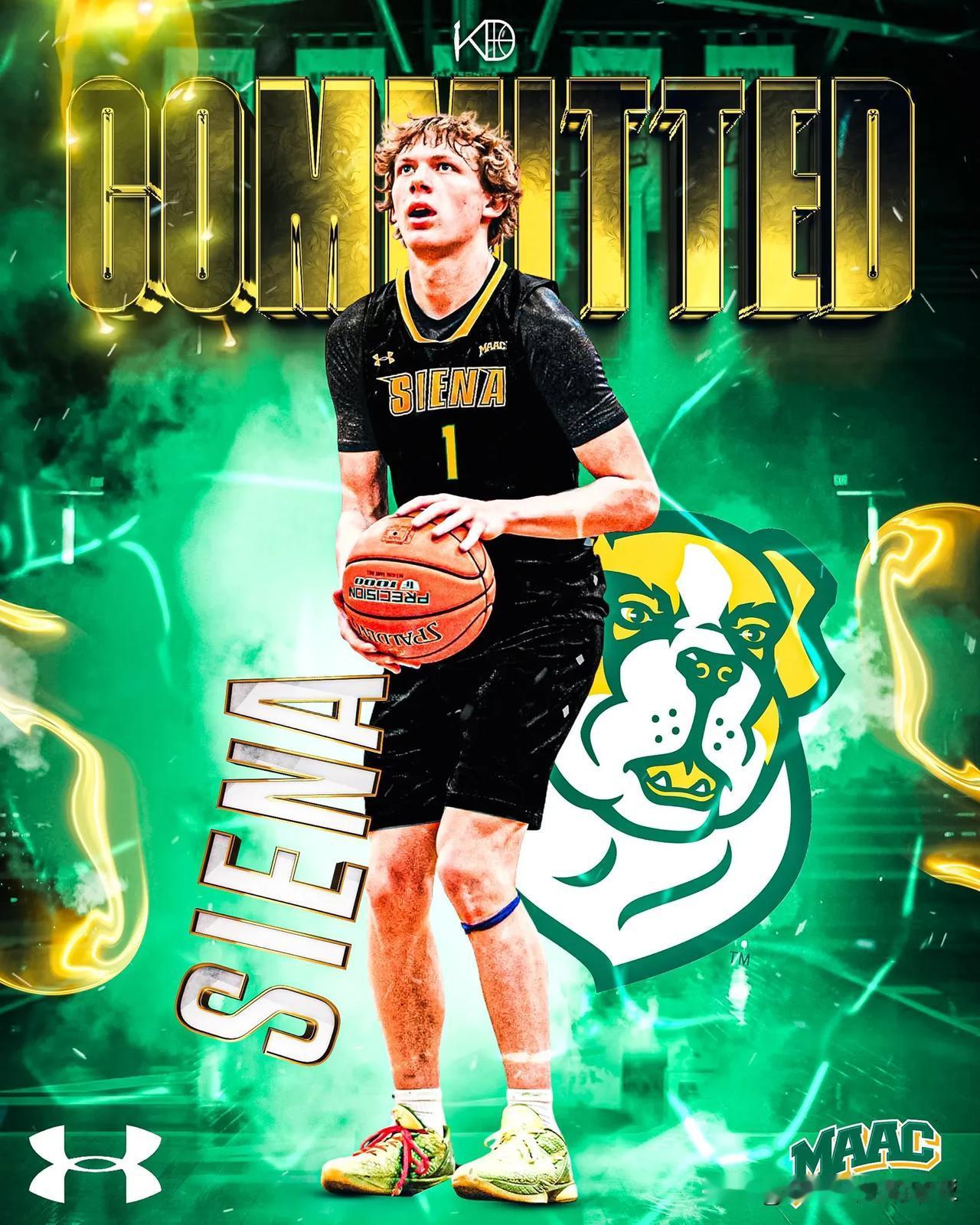 四星控卫Ryan Moesch宣布承诺NCAA男篮 锡耶纳Siena，隶属于MA