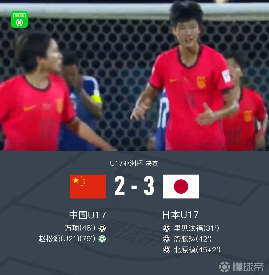 虽然还是输了，但是U17小伙子踢得不错！从U23亚洲杯决赛的0比4，到U17亚洲