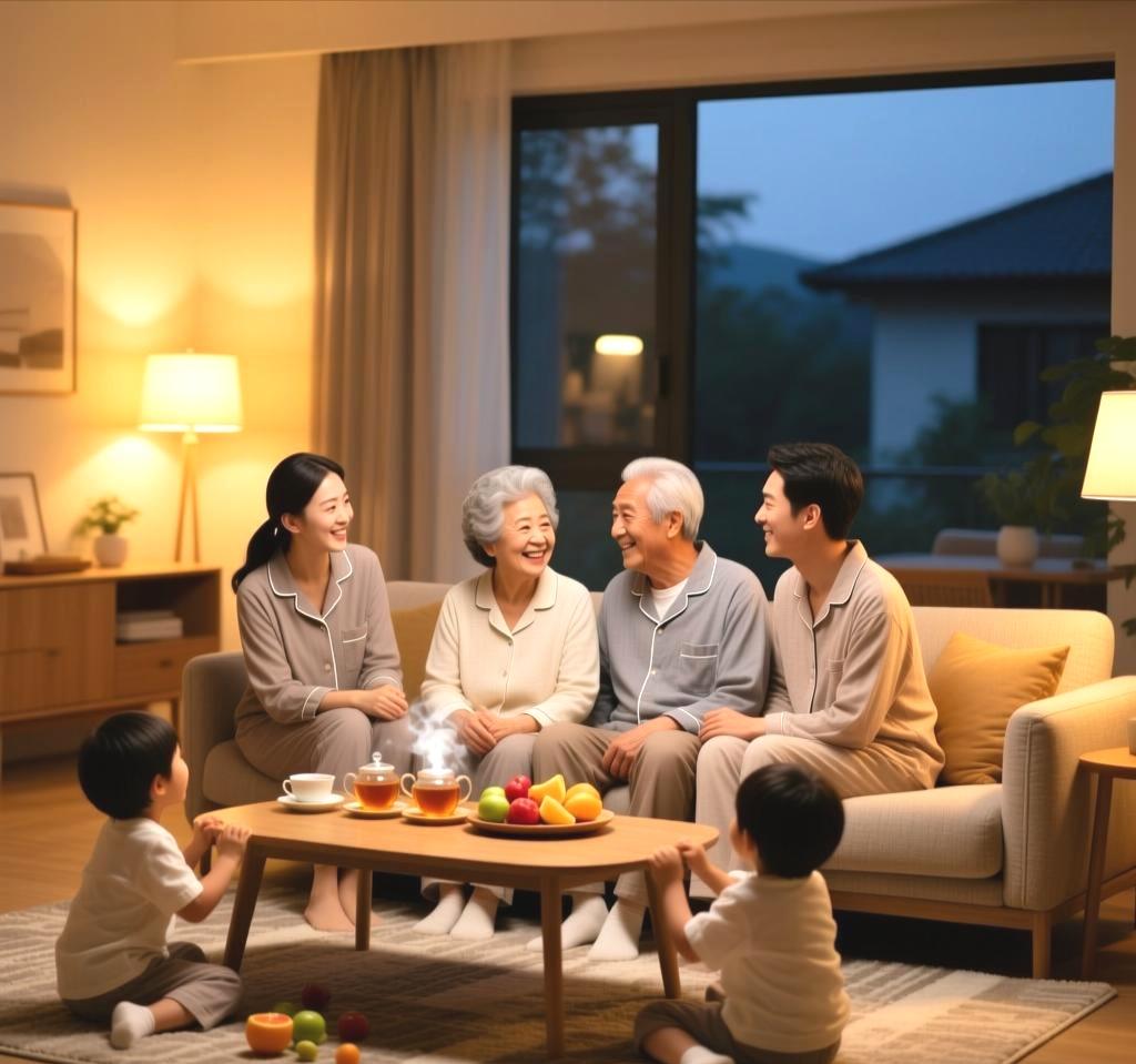 一家人整整齐齐，灯火可亲，闲话家常，这大概是世间最治愈的画面。不用大富大贵，只要