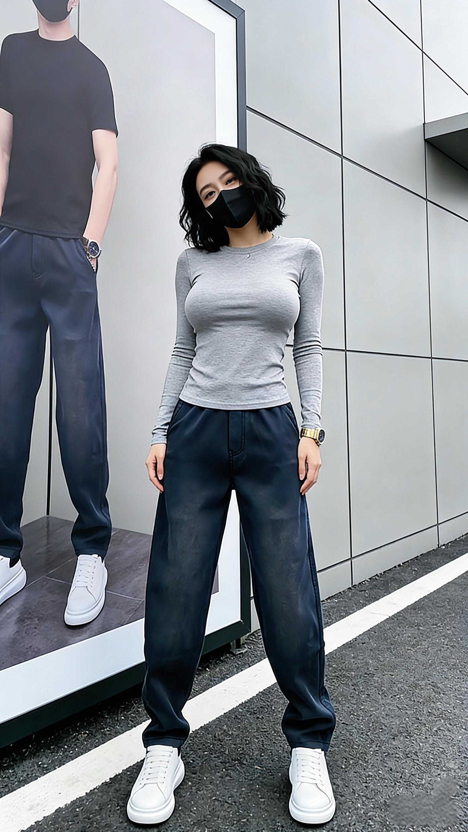 2025年春秋季潮流韩版磨白宽松哈伦直筒美式重磅男士休闲牛仔裤男