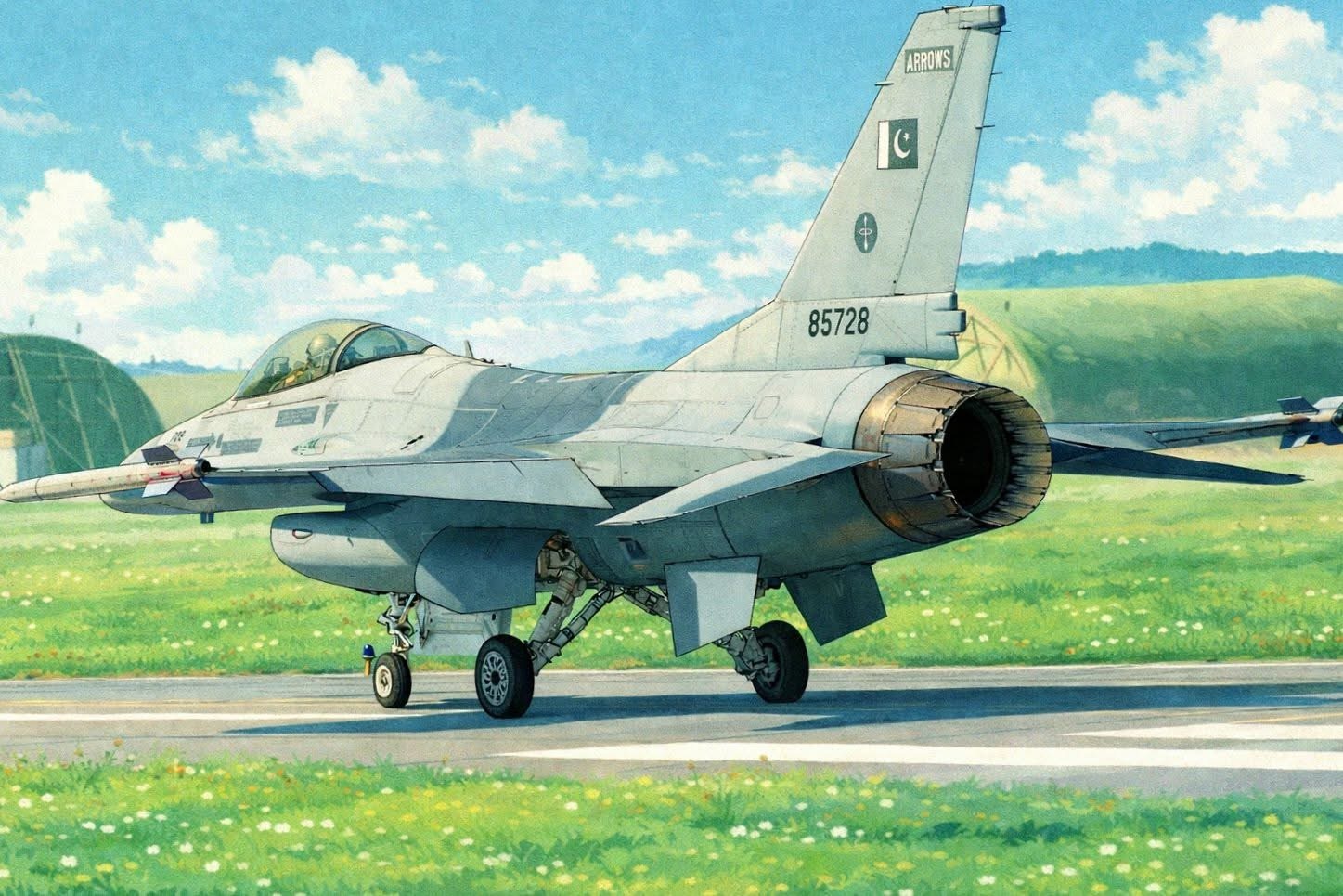 吉卜力风格的巴基斯坦军机应该是由巴基斯坦网友通过AI工具吉卜力化军机照片得出，作