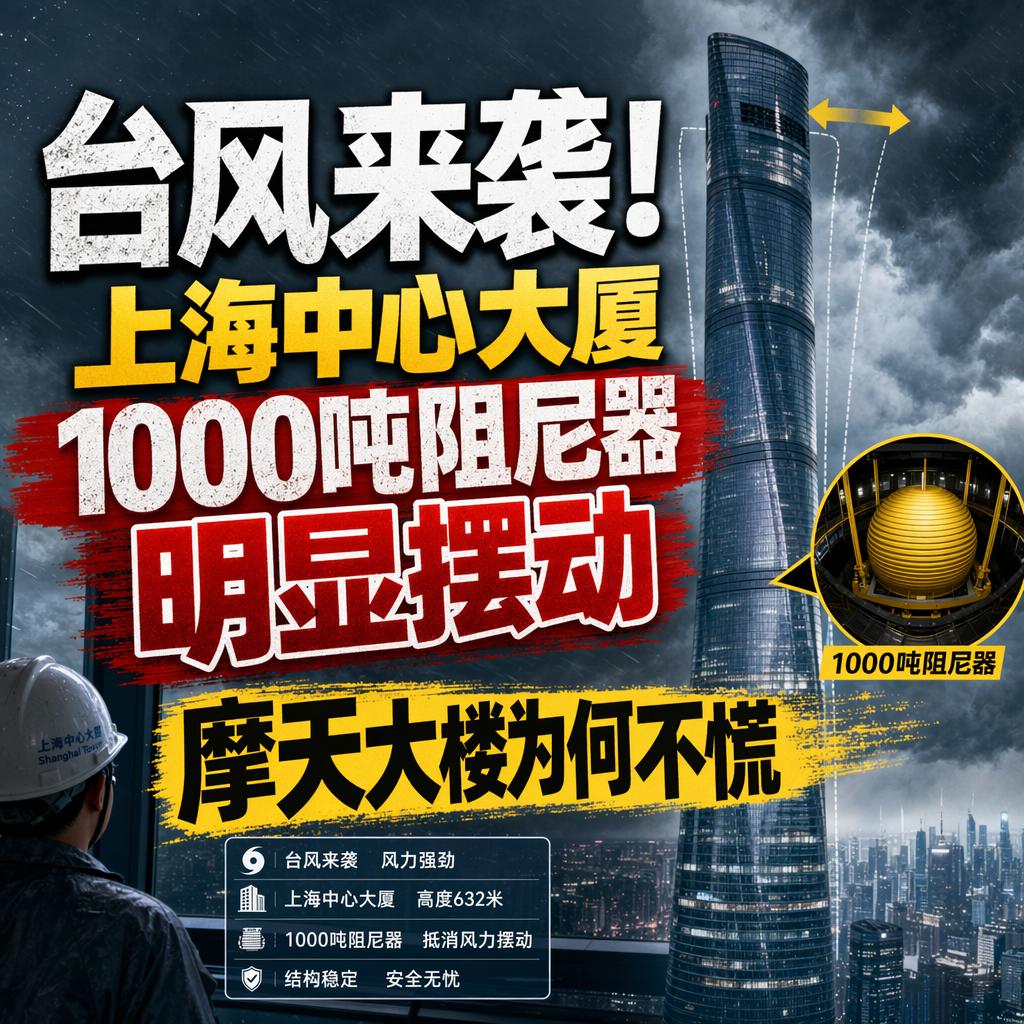 台风“巴威”登陆前，很多人以为632米的上海中心大厦会在狂风里剧烈晃动，让人心里
