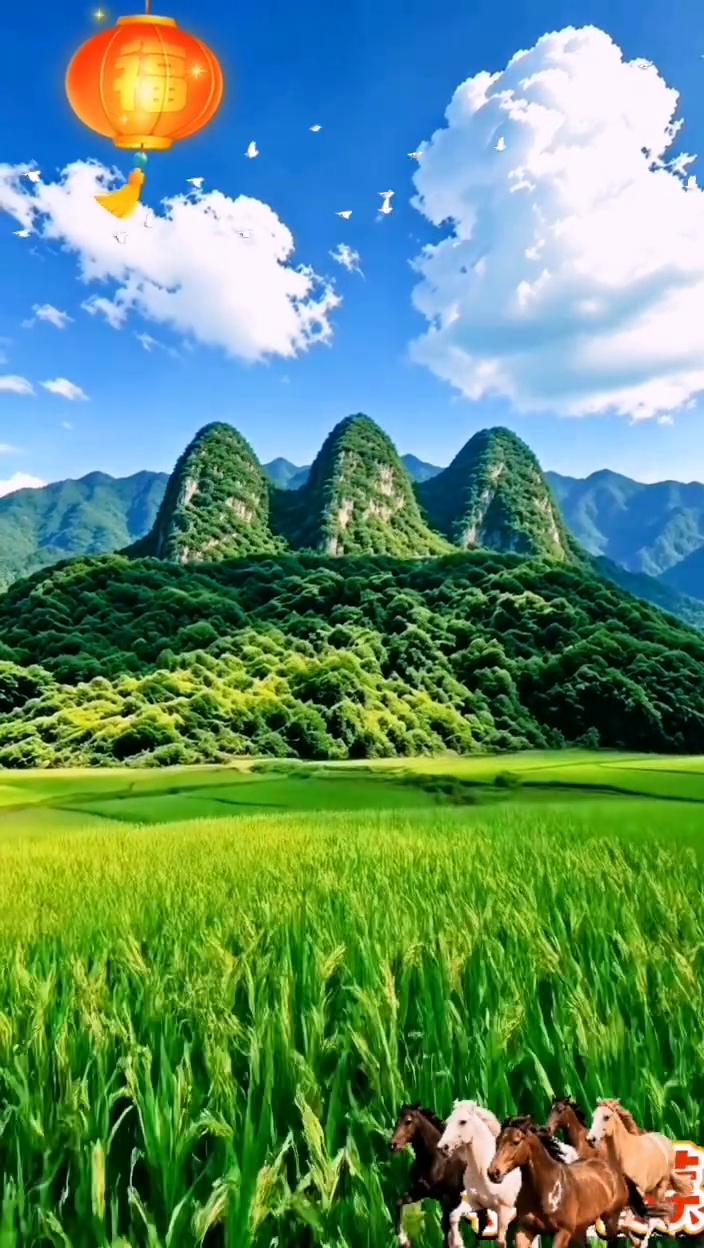 案上三台山风景。
中台山，上台山，案山，父子联芳。