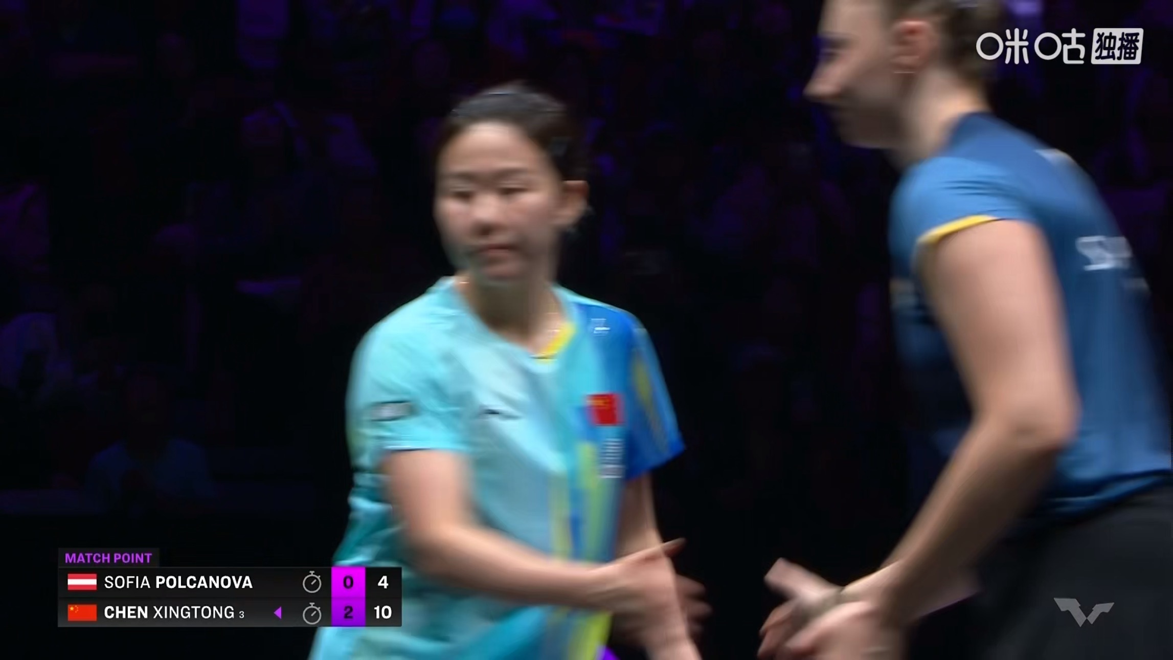 陈幸同3比0波尔卡诺娃(11-5，11-9，11-4)晋级wtt重庆冠军赛202