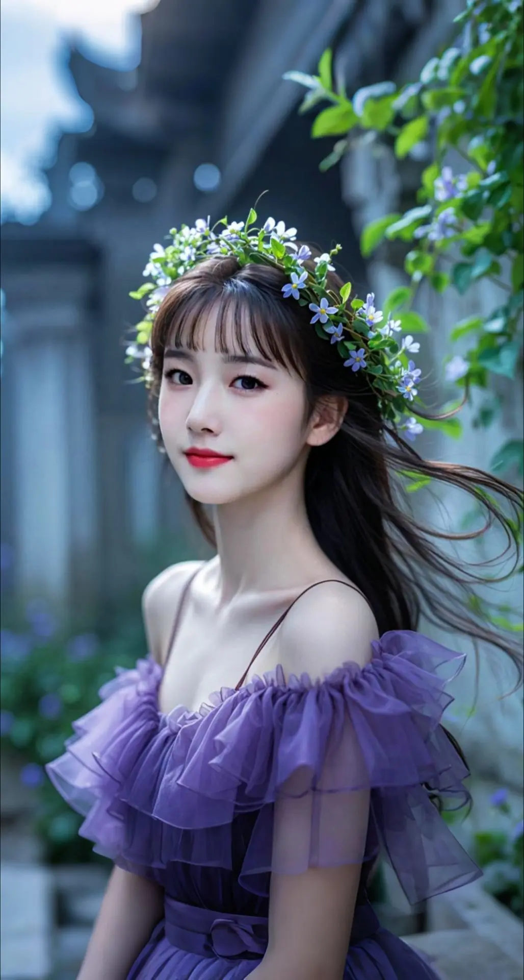 AI扩图 AI紫发城堡精灵